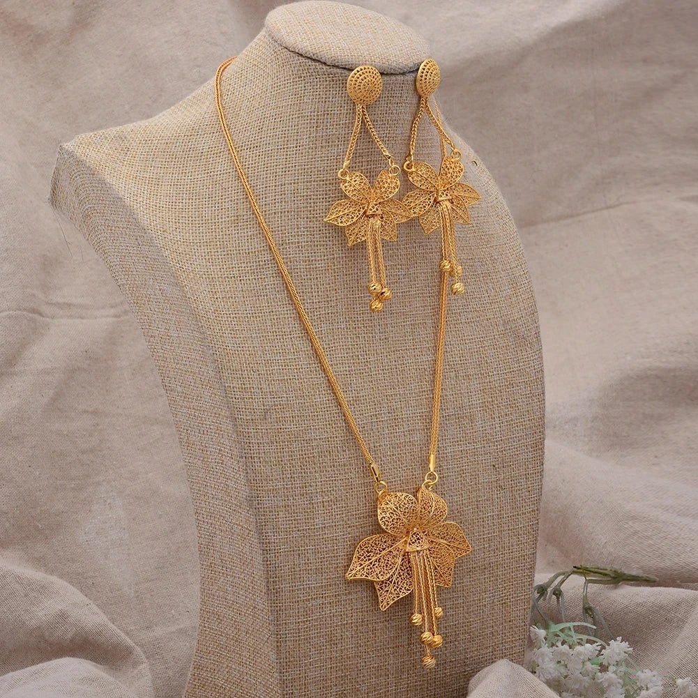 Jewelry Set For Women Gold Plated With Necklace Pendant Nigerian Wedding Jewelry