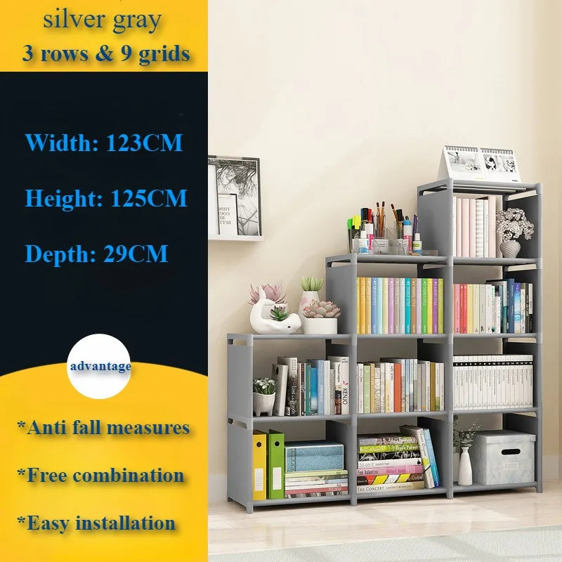 Bookshelf Simple Book Storage Rack Bookcase Debris Shelf Multi-layer Closet Organizer Living Room Easy Assembly Bookcase Storage