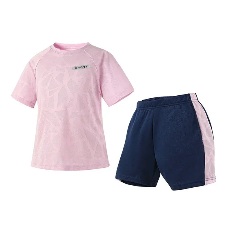 2piece Leisure Gym Set Children Quick-drying Sports Suit 4-12 Years Kids Boys Girls Outdoor Running Training