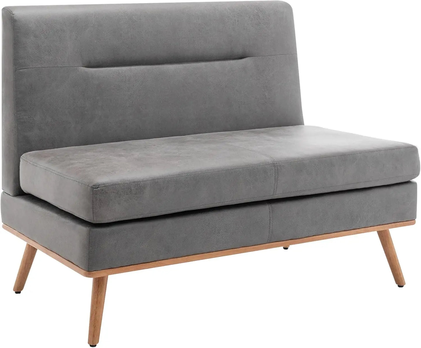 Upholstered Settee Bench with Back Small Loveseat Sofa Faux Leather Dining Bench Banquette Seating for Kitchen Dining