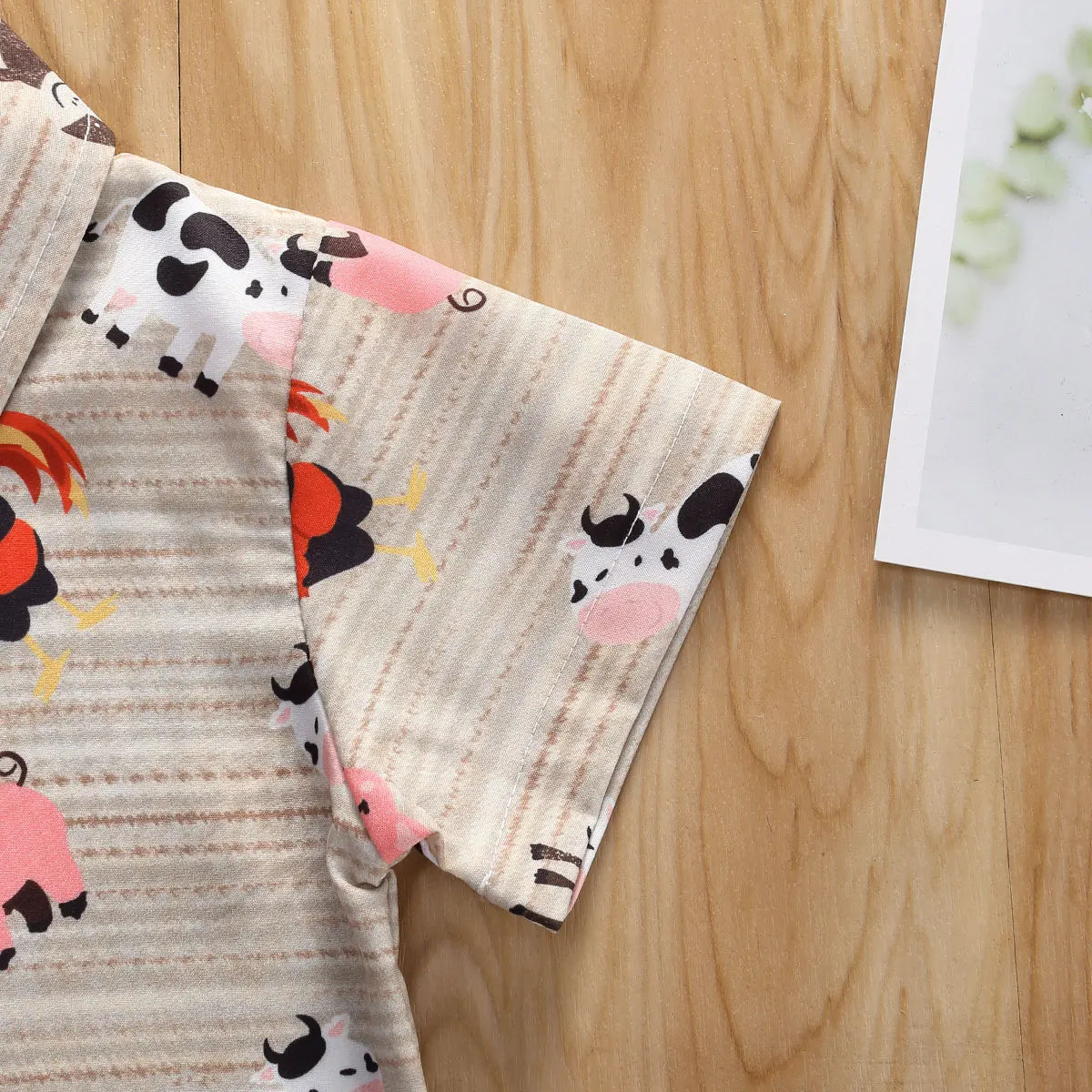 Lioraitiin 0-5years Toddler Boy Summer Clothes Set, Short Sleeve Printed Button Shirt+Solid Color Shorts Outfit
