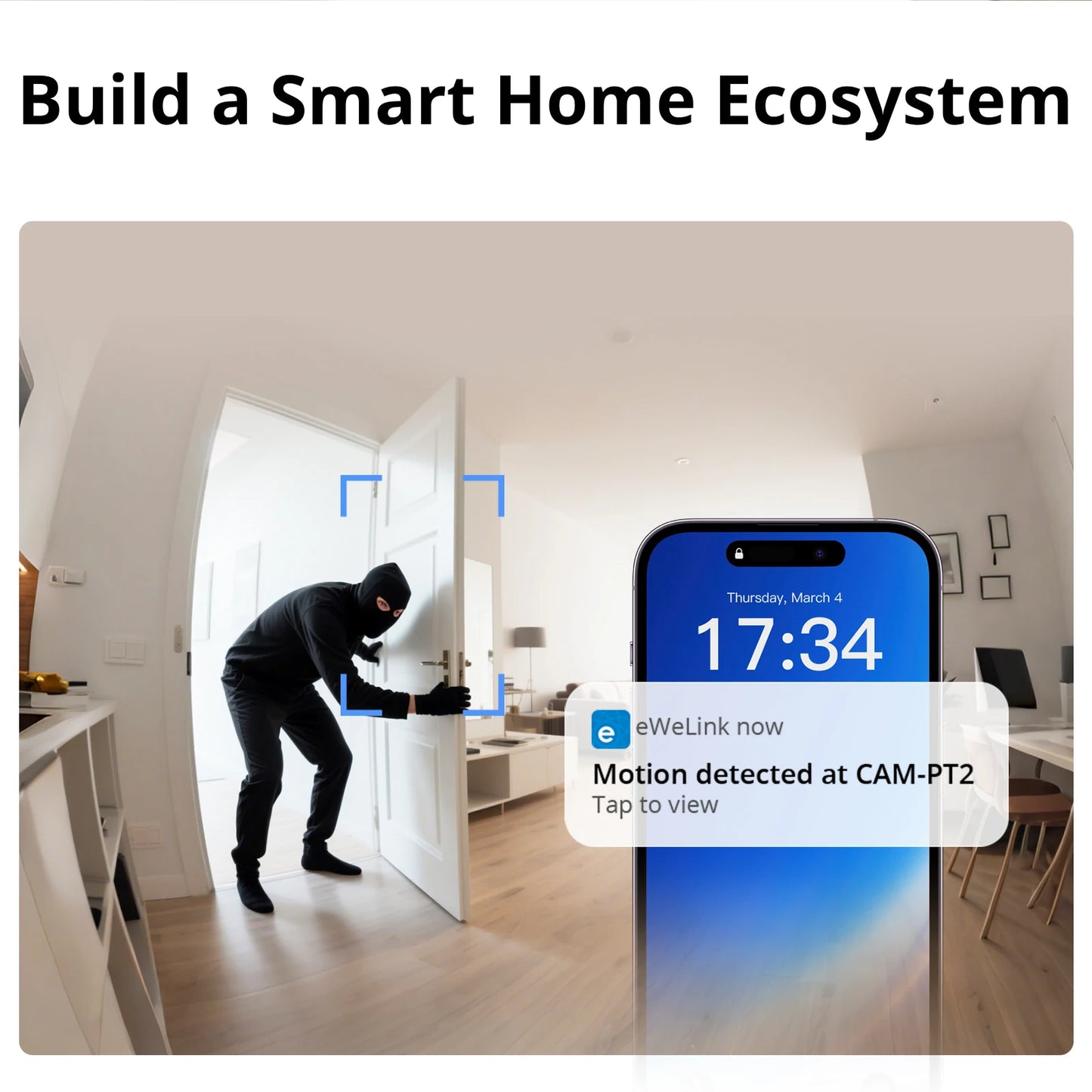 SONOFF CAM PT2 Smart Home Security Camera Smart Night Vision 360° Panoramic View Remote HD Monitoring with Real-Time Interaction