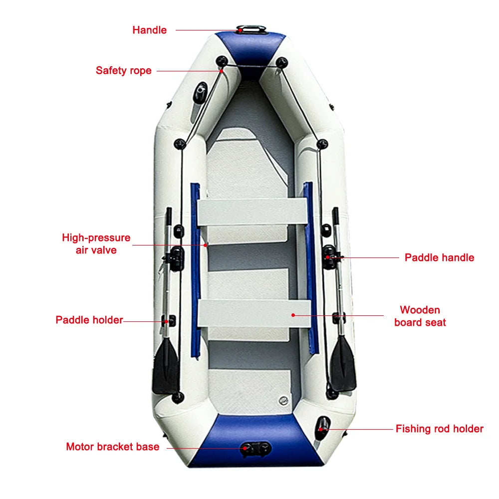 4-Person 300cm PVC Rowing Kayak Inflatable Fishing Boat with Free Accessories for Canoe Rescue Boot