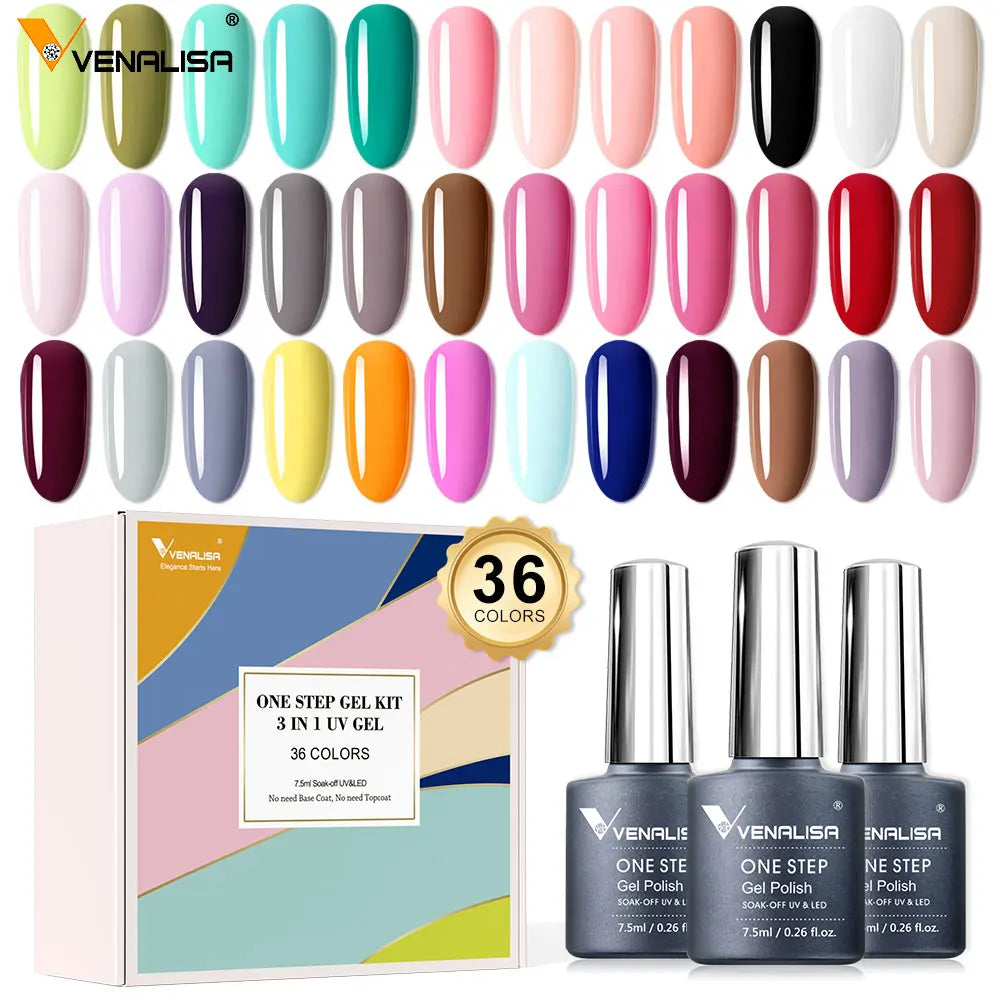 Venalisa Color Gel Nail Polish VIP Kit Full Cover Enamel For Nail Manicure Glitter Sparkle UV Gel Soak Off Nail Gel Polish 7.5ml