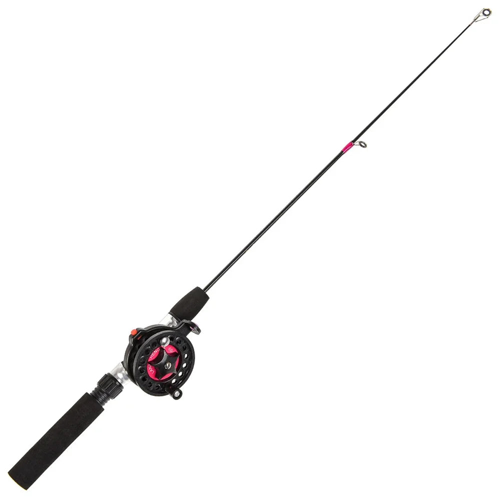 Winter Ice Fishing Rod with Reel Outdoor Fishing Mini Feeder 2 Sections Telescopic Fishing Pole Wheel Tackle Rod Combo Set