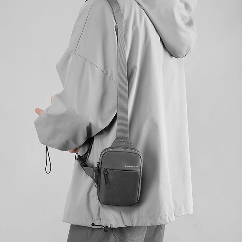 Men's Chest Bag Fashion Canvas Shoulder Crossbody Bags Mini Cloth Sling Sport Cross Phone Handbag