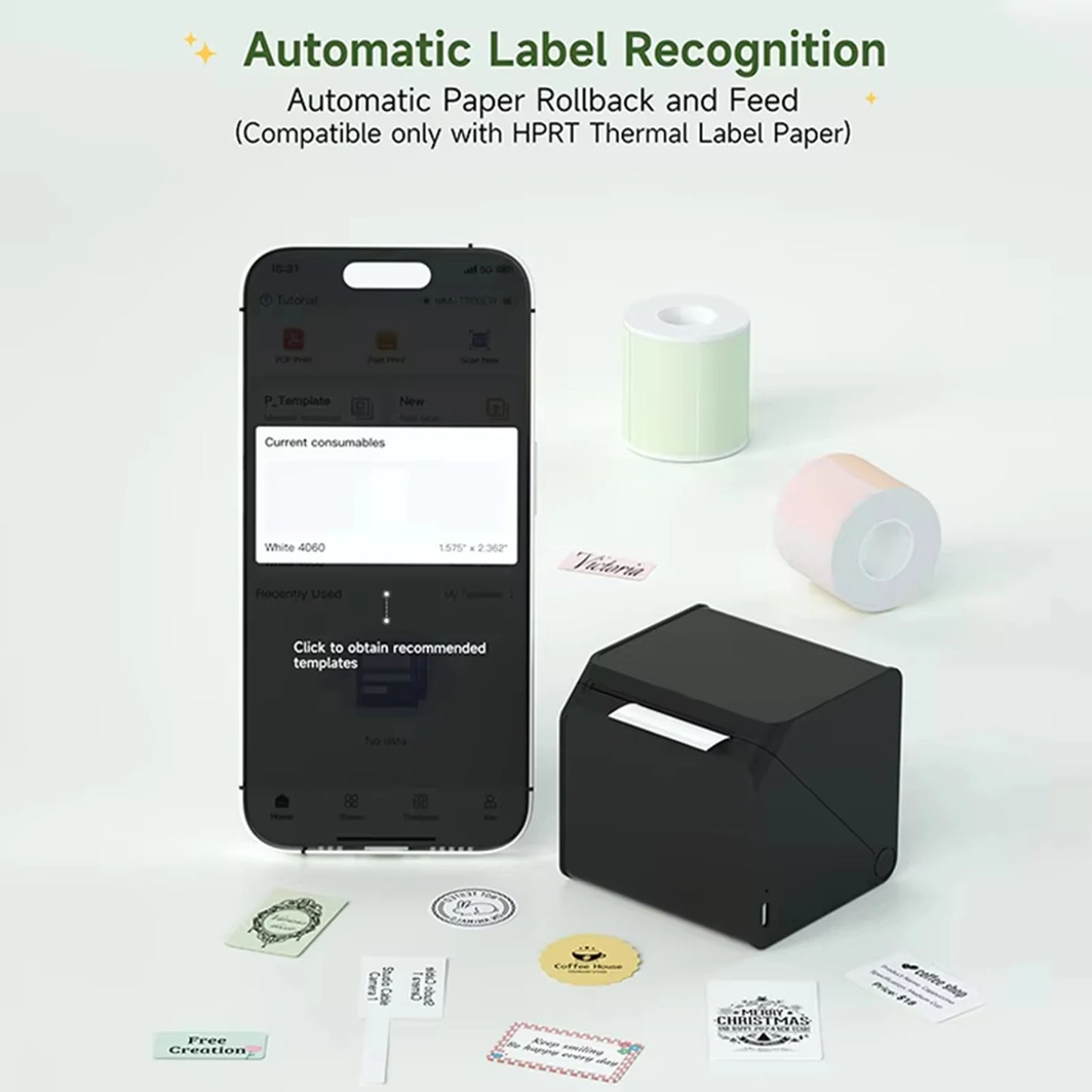 HPRT T260LR Portable Thermal Printer 203dpi Adhesive Sticker Desktop Printer Wireless High-Speed Barcode Maker Machine For Home
