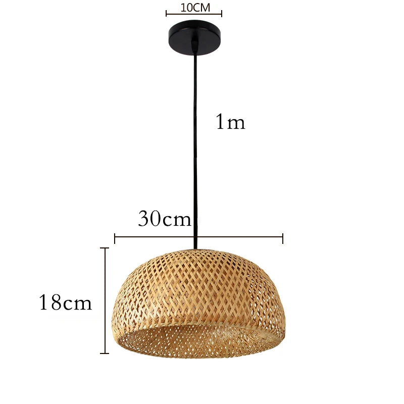 Hand Knitted Chinese Style Weaving Hanging Lamps 18/19/30cm Bamboo Pendant Lamp Restaurant Home Decor Lighting Fixtures