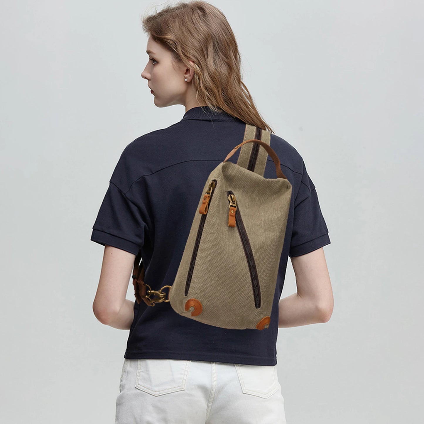 KL928 Canvas Sling Bag - Small Crossbody Backpack Shoulder Casual Daypack Rucksack for Men Women