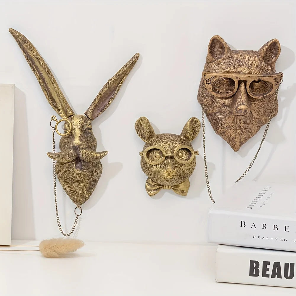Large/small sizes Decor Wall Art Decor Deer Head Wall Hanging Home Decor Bronzed Resin Animal Hanging Sculpture Animal Head Wall