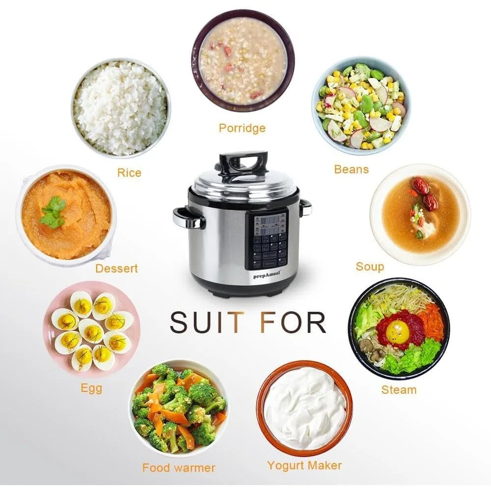 6QT 8-in-1 Electric Pressure Cooker Multi-Functional Programmable Non-Stick Pot, Slow Cooker, Rice, Warmer, 6 Quart