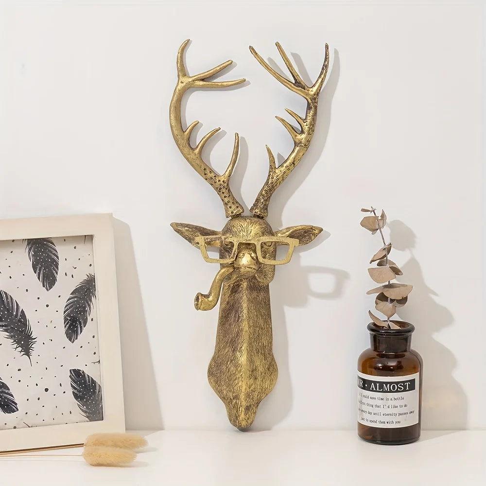Large/small sizes Decor Wall Art Decor Deer Head Wall Hanging Home Decor Bronzed Resin Animal Hanging Sculpture Animal Head Wall