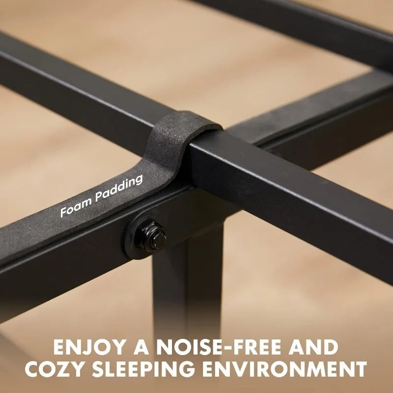 Bed Frame with Headboard, 800LBS Mattress Foundation with All Sturdy Metal Support, Under Bed Storage, No Box Spring Needed