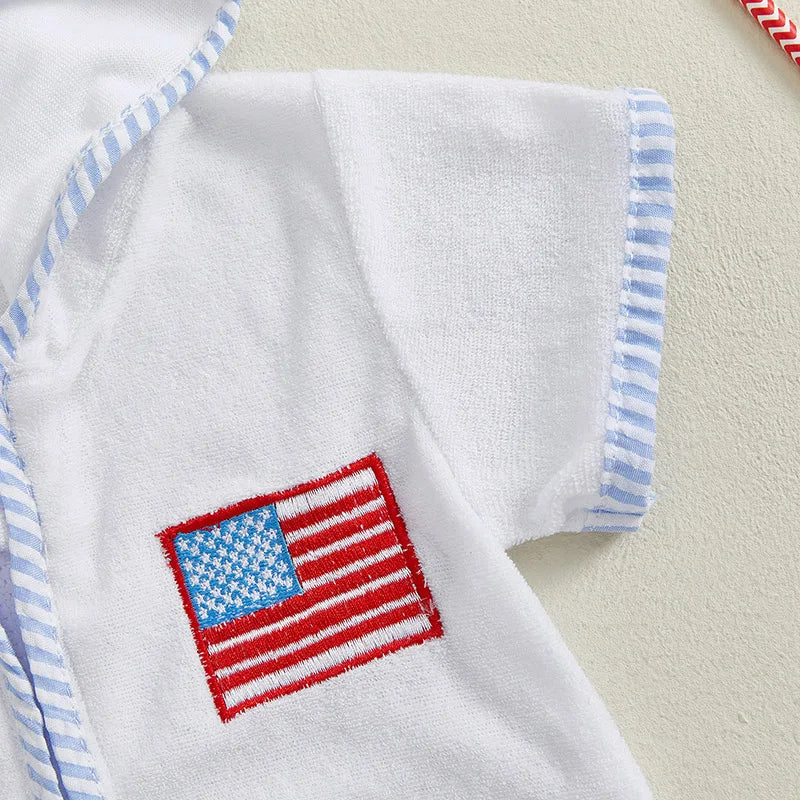 Baby Boy 4th of July Outfits Short Sleeve Zip Up Hooded Tops + Shorts Set Toddler Clothes