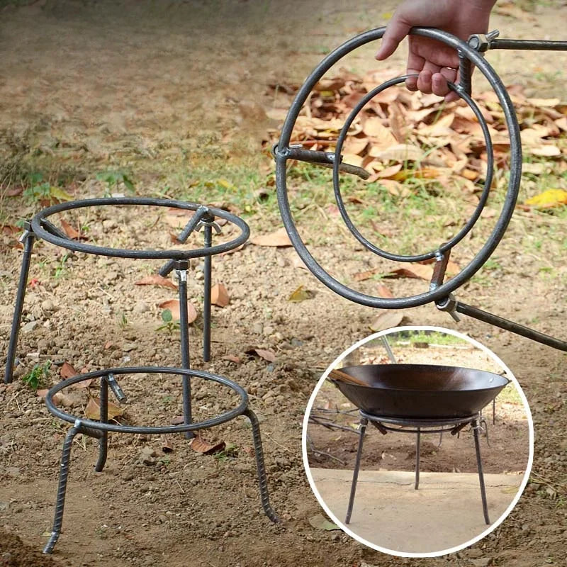 Outdoor Triangular Pot Stand Firewood Tee-legged round Kitchen Cooking Utensils Detachable BBQ ill Sta for Cam