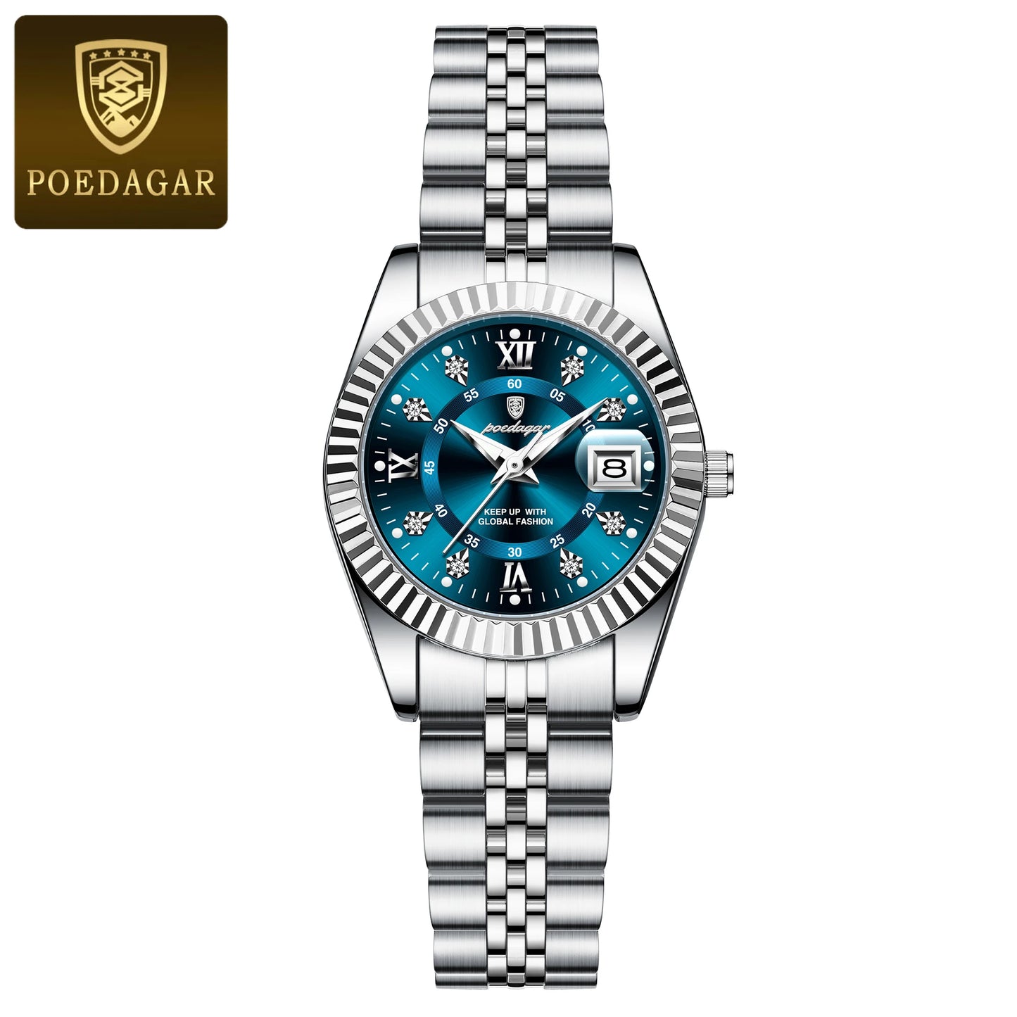POEDAGAR Luxury Women's Watches Waterproof Luminous Date Ladies Wristwatch Stainless Steel Elegant Quartz Watch For Women Reloj