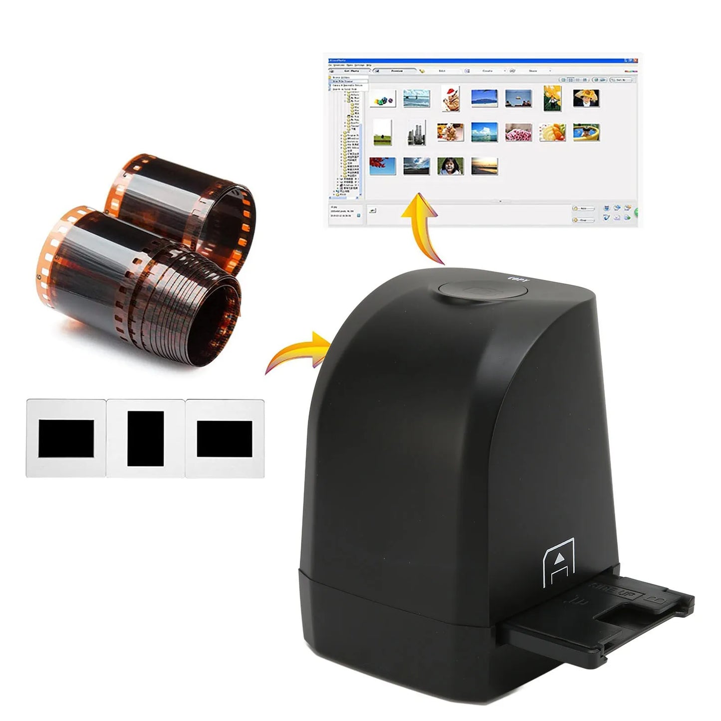Film Negative Scanner 135mm 35mm Film Negatives Slides Scanner 8MP CMOS Sensor Portable for Windows 7 8 10