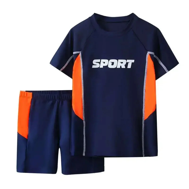 Summer Children Boys Round Neck Sports Tops+ Shorts Sets Fashion Breathable Casual Clothes Sets
