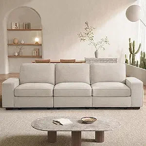 100" Modular Sofa with Seats Storage, Comfy 3-Seater Chenille Fabric Couch for Living Room, Office, Apart W/Deep Seat, USB Char