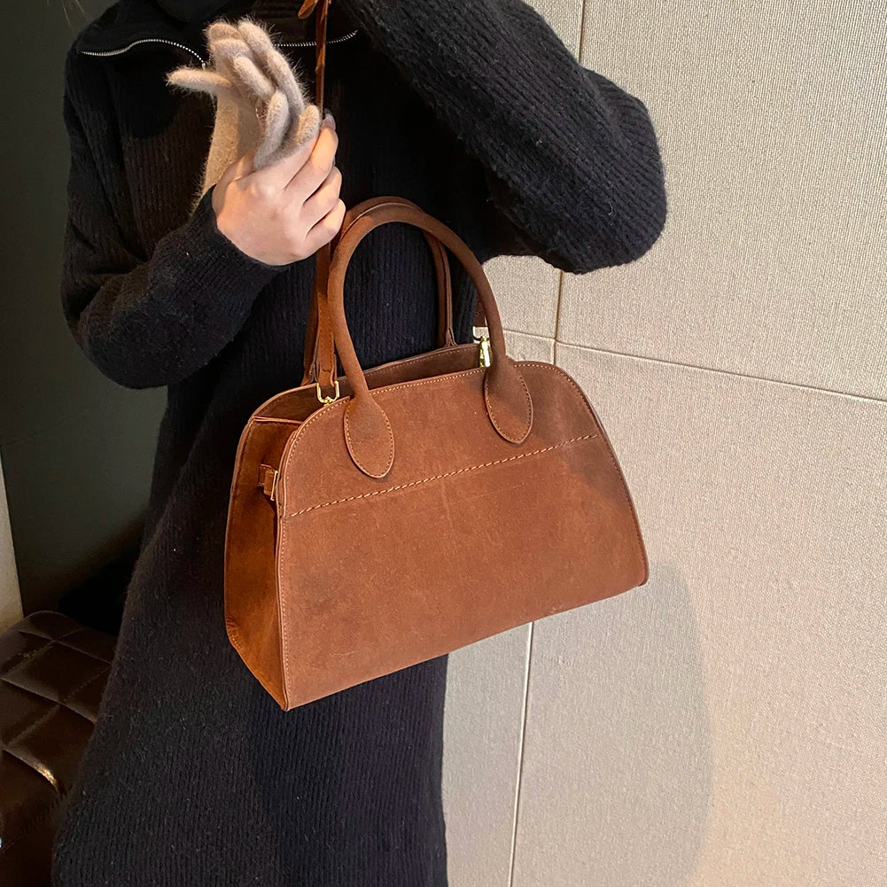 Women Suede Tote Bag Suede Shoulder Bag Stylish Crossbody Bags Trendy Carrying Bag Fashion Designer Bags Top-handle Satchel Bag