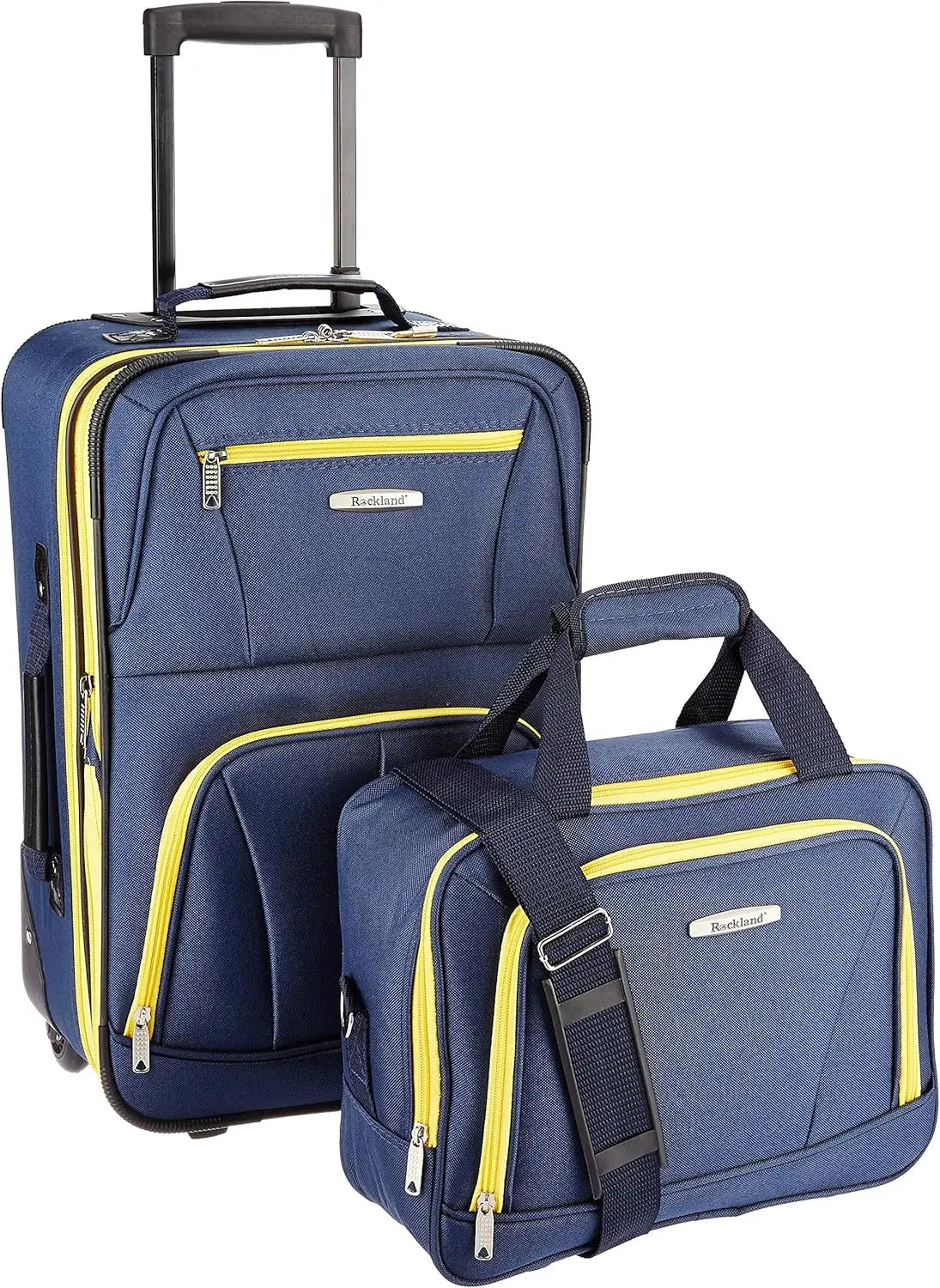 Rockland Fashion Softside Upright Luggage Set, Expandable, Pink Dots, 2-Piece (14/19)