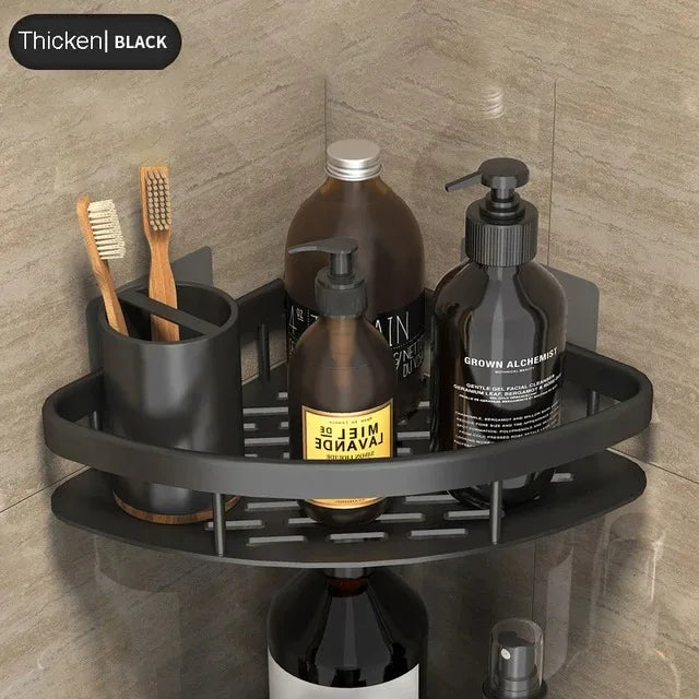 Bathroom Shelf Makeup Storage Organizer Aluminum Alloy Shampoo Rack Shower Shelf Bathroom Accessories No Drill Wall Shelf
