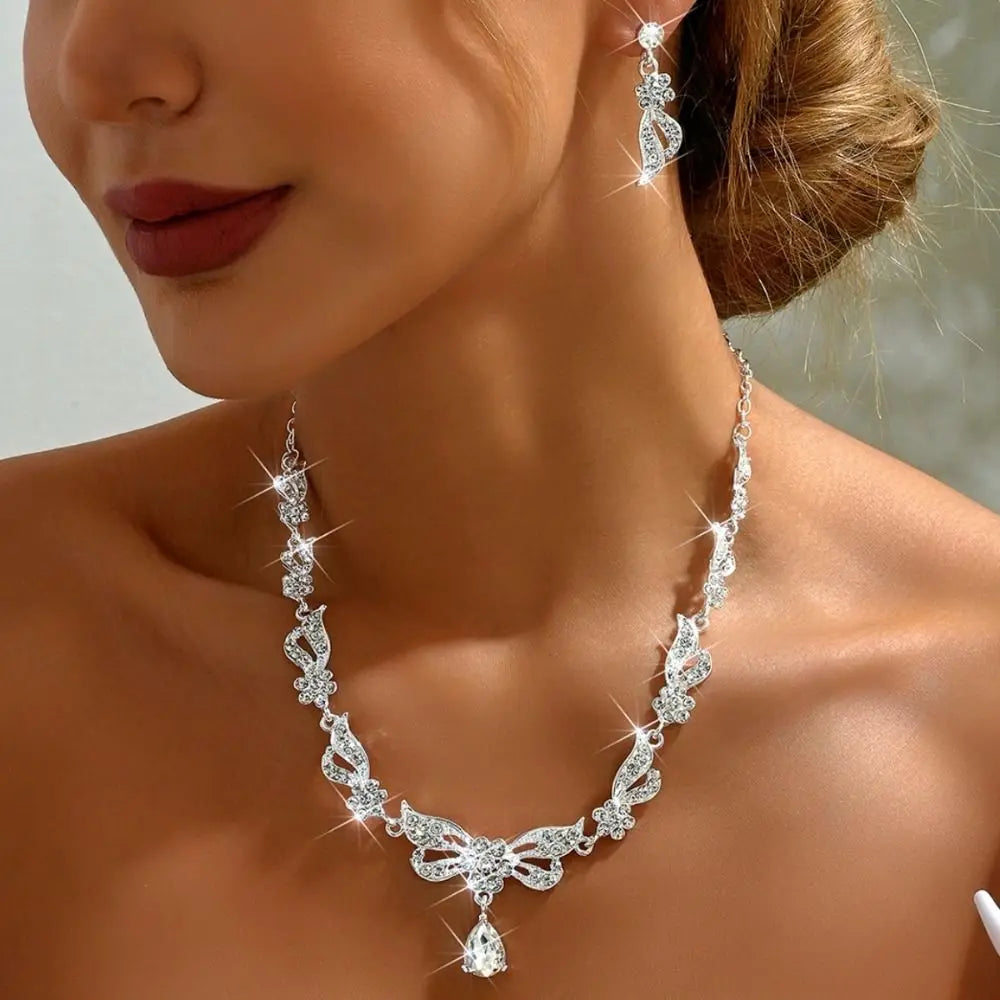 Brida Crystal Rhinestone Jewelry Set Shining Exquisite Necklace Luxury Diamond Earrings Banquet