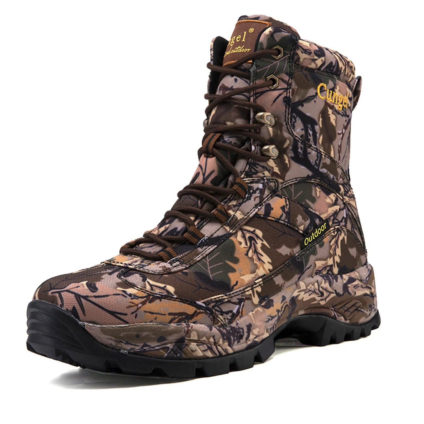 Men's High Top Camouflage Hunting Boots Breathable Tactical Shoes Outdoor Hiking Wear-Resistant Waterproof Mountaineering Boots