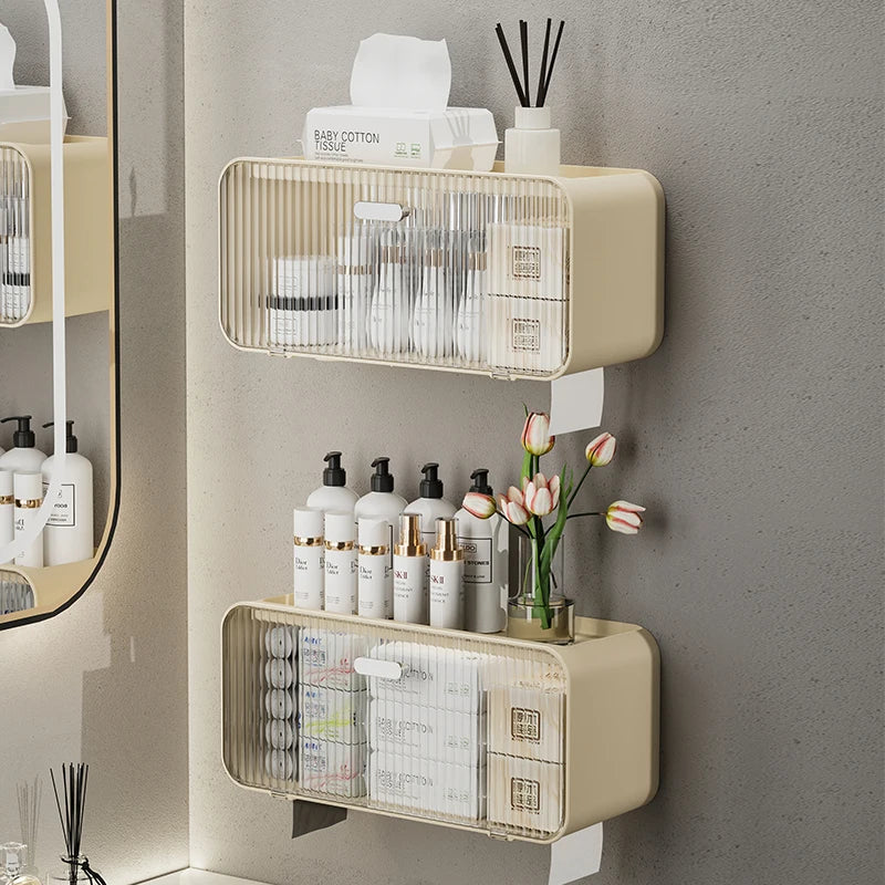 Toilet Shelf with Large Capacity, Multi-functional Wall-mounted Bathroom organizer Box without Drilling