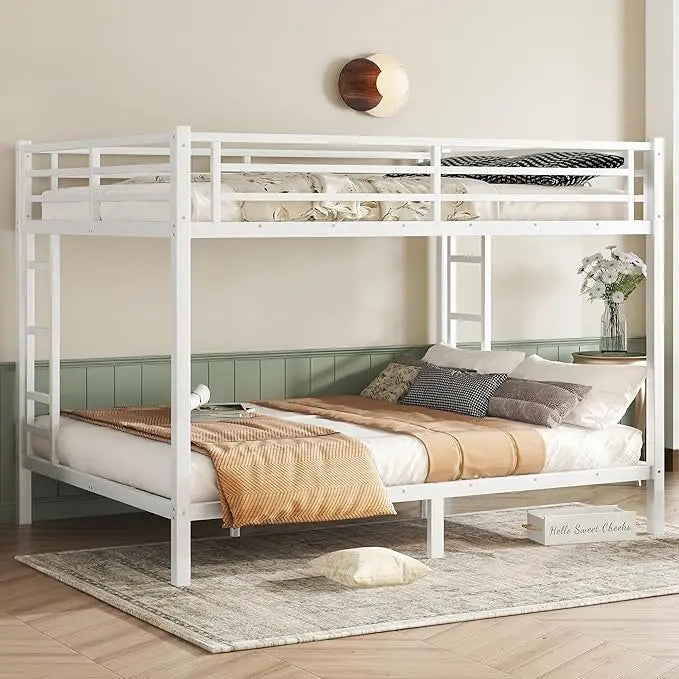Queen Over Queen Bunk Bed for Adults, Queens Bunk Beds with 2 Ladder and Full Length Guardrail