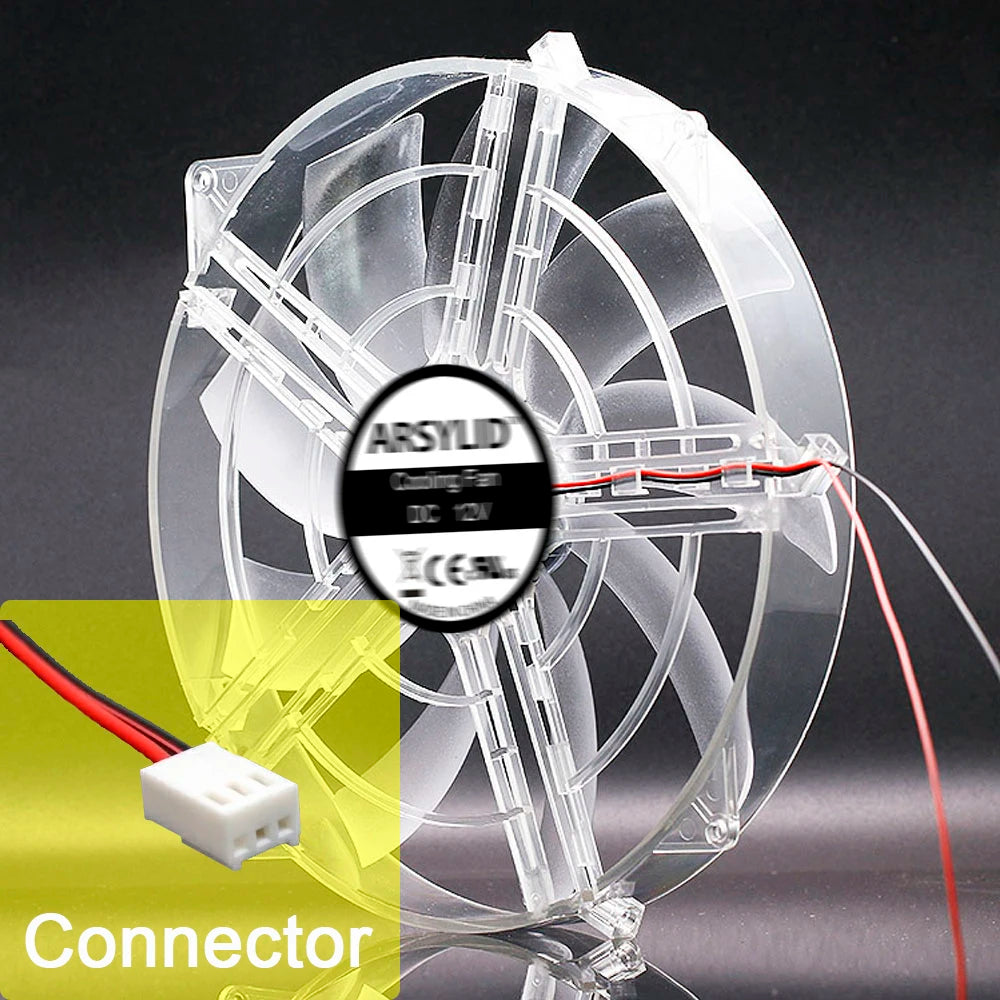 22cm Large Size Slient Cooling Fan 22030 220mm Thickness 30mm Quiet Transparent Frame Blade With Protective Mesh