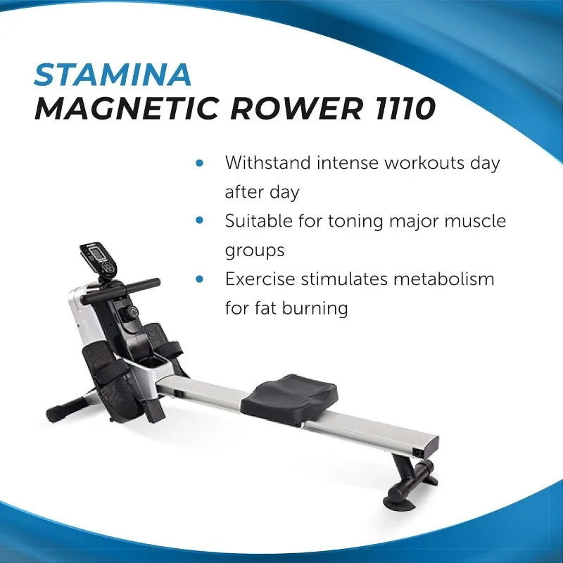 Stamina Magnetic Rower - Rower Machine with Smart Workout App - Rowing Machine with Magnetic Resistance for Home Gym Fitness