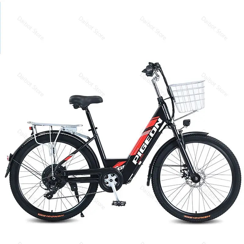 Adult Electric Bike 26 Inch Mountain Bike 350W 36V Electric Bicycle City Lady With 2 Seat And Basket Waterproof Hidden Battery