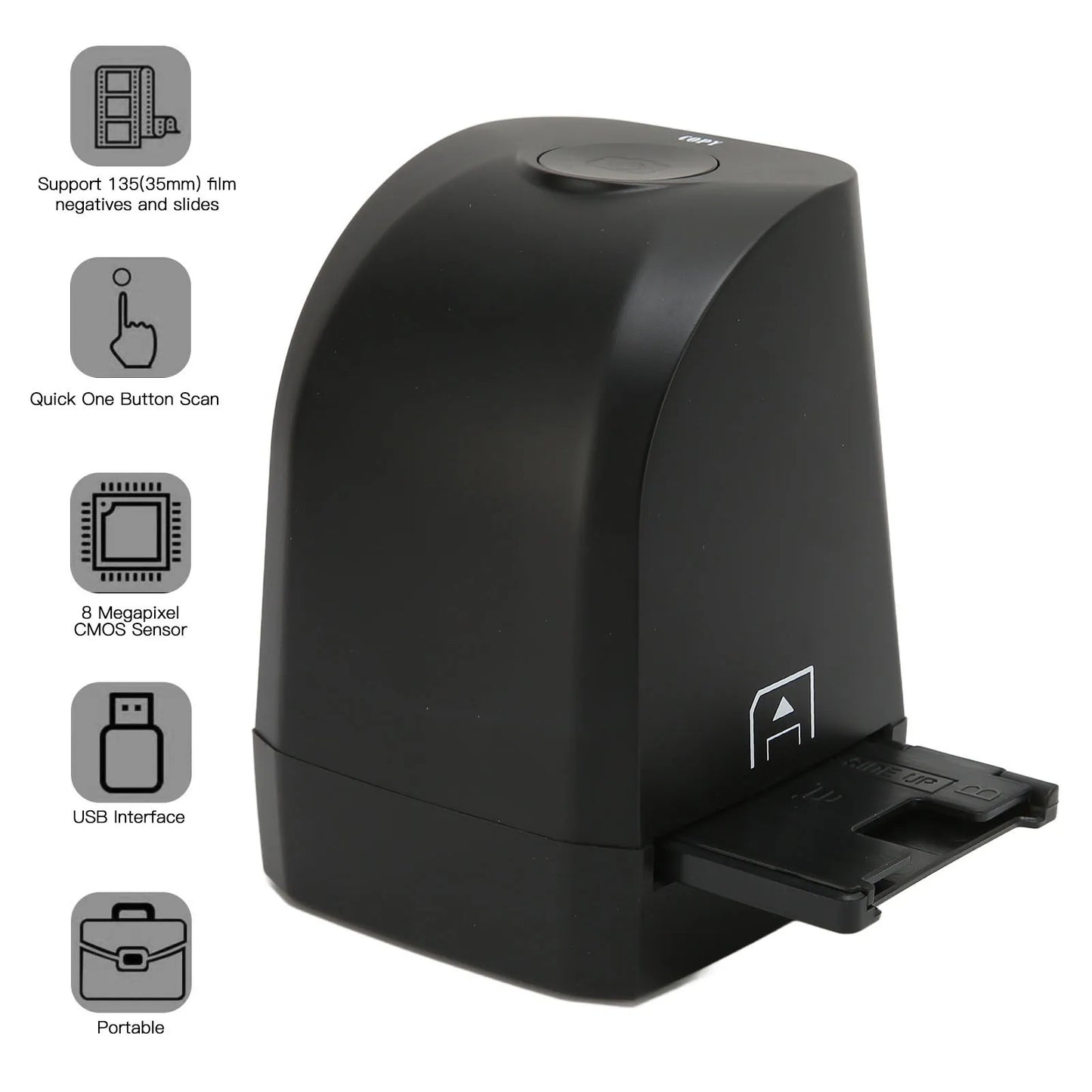 Film Negative Scanner 135mm 35mm Film Negatives Slides Scanner 8MP CMOS Sensor Portable for Windows 7 8 10