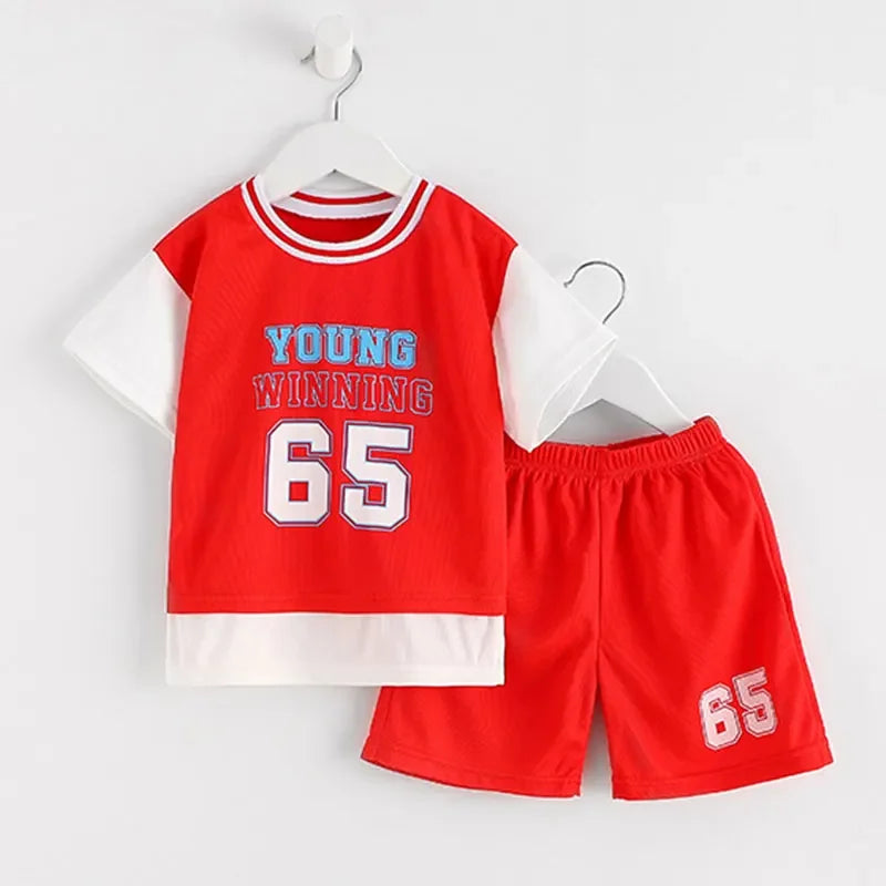 Children's Sports Suit Kids Sets Clothes Boys Girl T-shirt Shorts Summer Cotton Short Sleeve Baby Children Quick DryingClothing