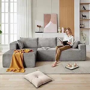 110'' Modern Sectional Sofa, Upholstered Couches for Living Room, L-Shape Cloud Sectional Couch with Deep Seat, Fluffy Couch wit