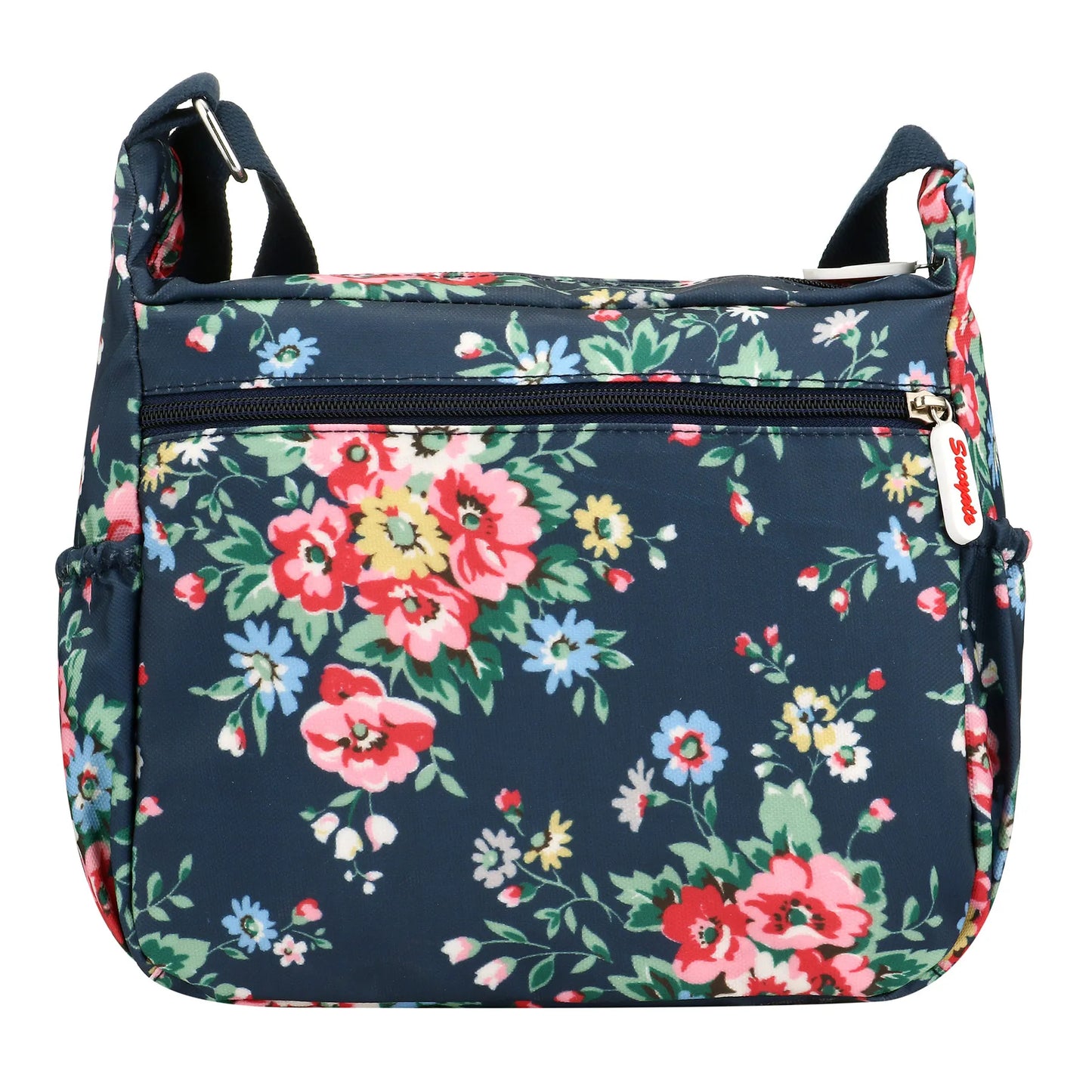 Women Crossbody Bags Casual Shoulder Backpack Multi Layered Floral Print Mother Handbag Canvas Cloth Bag Travel Messenger Purses