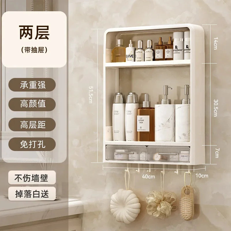 Bathroom Shelf Wall Mounted Waterproof Tissue Box Multifunctional Storage Rack for Toiletries Storage Box Shampoo Organizer
