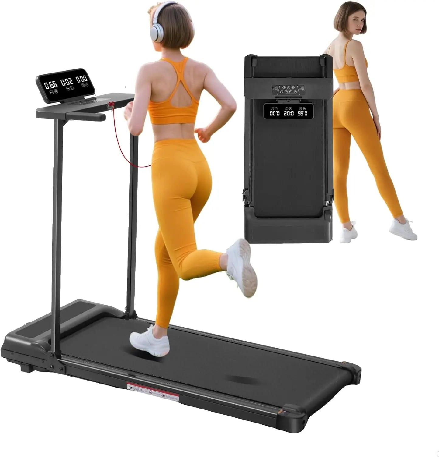 Walking Pad with Handle Bar and Incline, 3.0HP Under Desk Treadmill for Home Small Space, 0.6-7.6MPH