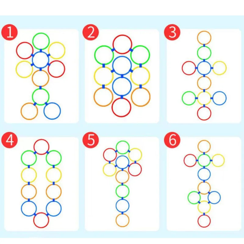 Outdoor Kids Funny Physical Training Sport Toys Lattice Jump Ring Set Game with 10 Hoops 10 Connectors for Park Play Boys Girls
