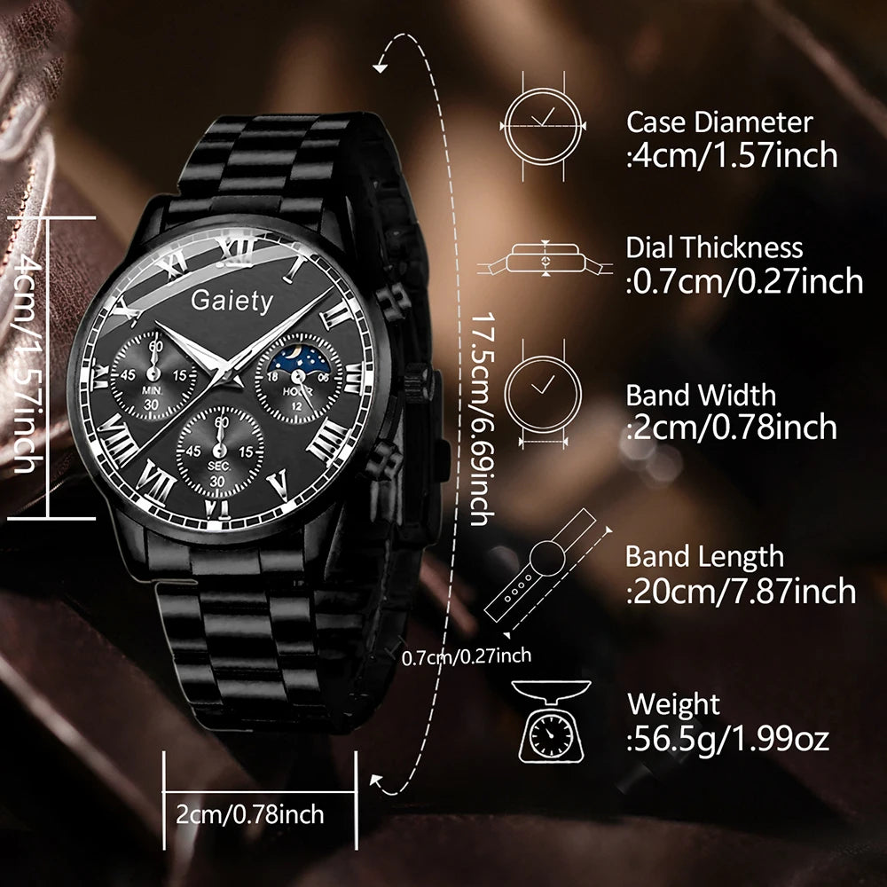 2PCS Men's Watch Set Fashion Trend Digital Scale Dial Quartz Watch Set Suitable for Daily Clothing Matching Perfect Gift