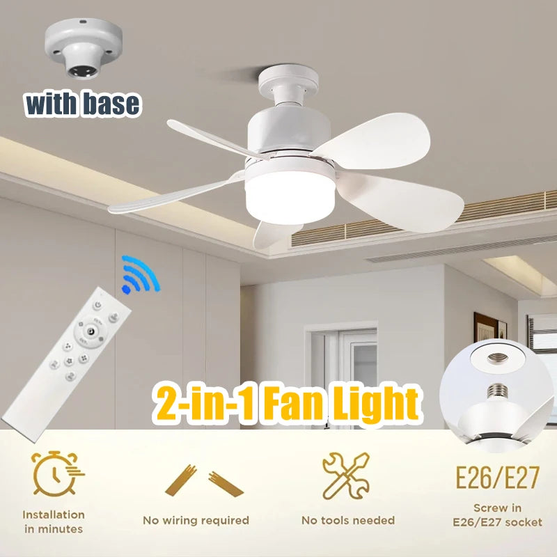 Ceiling Fan with Light With Remote 4 Speed Adjustable 3 Color Lights Timer Setting E27Ceiling Fan Lights Bedroom Kitchen Garage