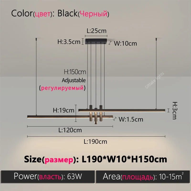 Modern light creative bar counter strip designer lamps LED Pendant Light for Dining Table Kitchen Chandelier Memory Function