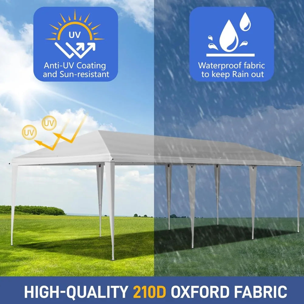 10x30 Pop Up Canopy Tent, Outdoor Tent Canopy Foldable Portable Canopies for Camping, Patio, Parties, EZ Up Gazebo Canopy with