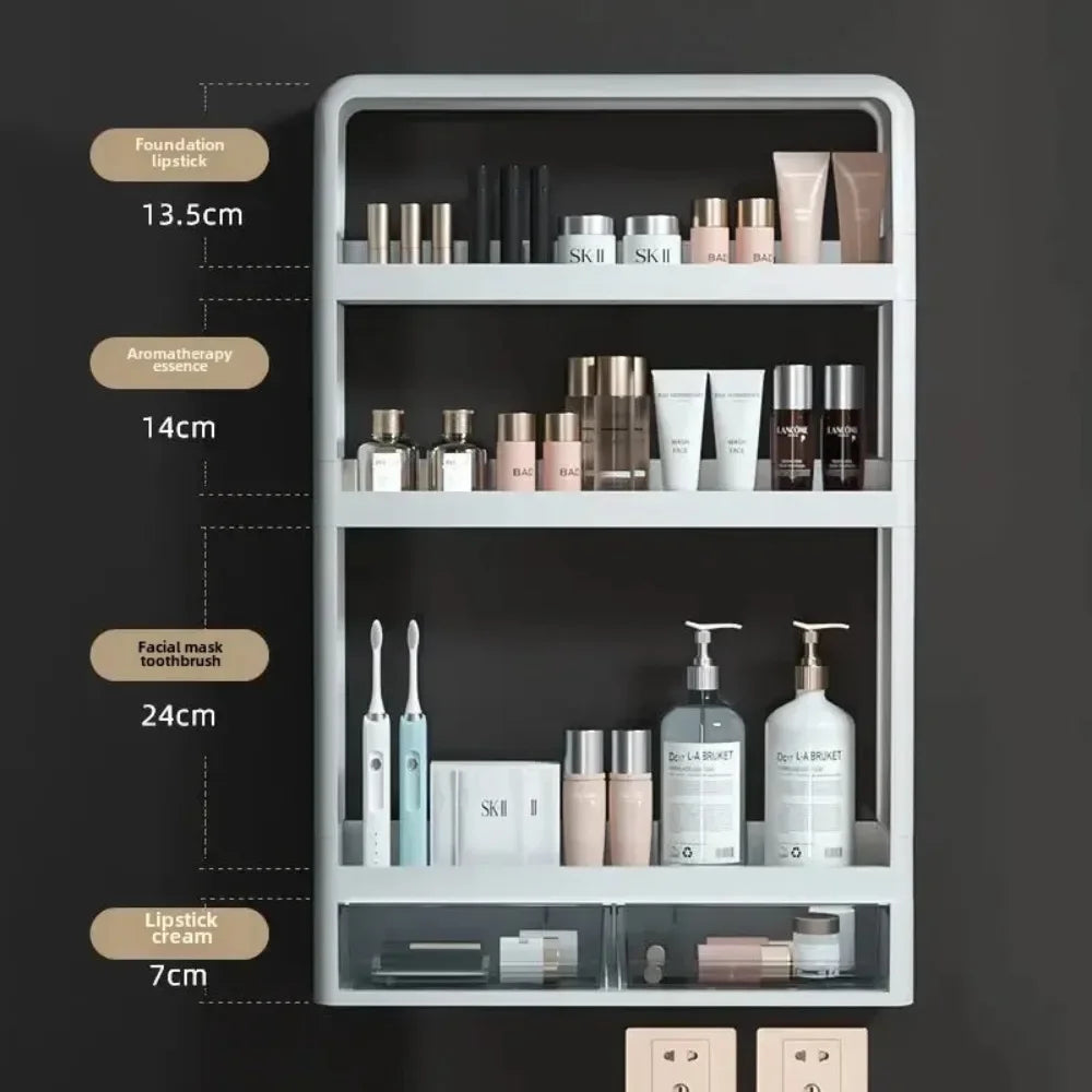 Bathroom Shelf Wall Mounted Waterproof Tissue Box Multifunctional Storage Rack for Toiletries Storage Box Shampoo Organizer