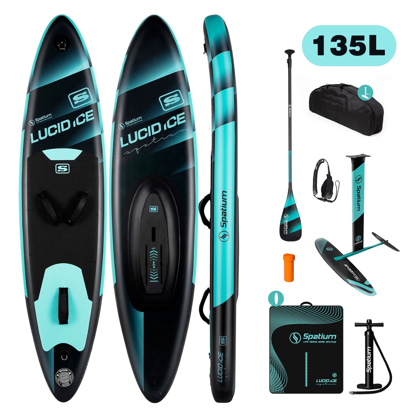 Spatium Inflatable Downwind Board SUP Unpowered Versatile Paddle Board for 112L/124L/135L/150L Hydrofoil with Foil SP1310/SP1060