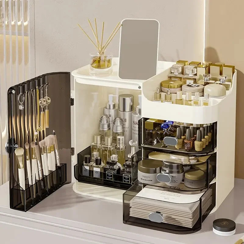 Cosmetic Storage Box, Dust-Proof, Moisture-Proof, Waterproof, Large Capacity Skincare Product Shelf, Can Be Layered for Storage