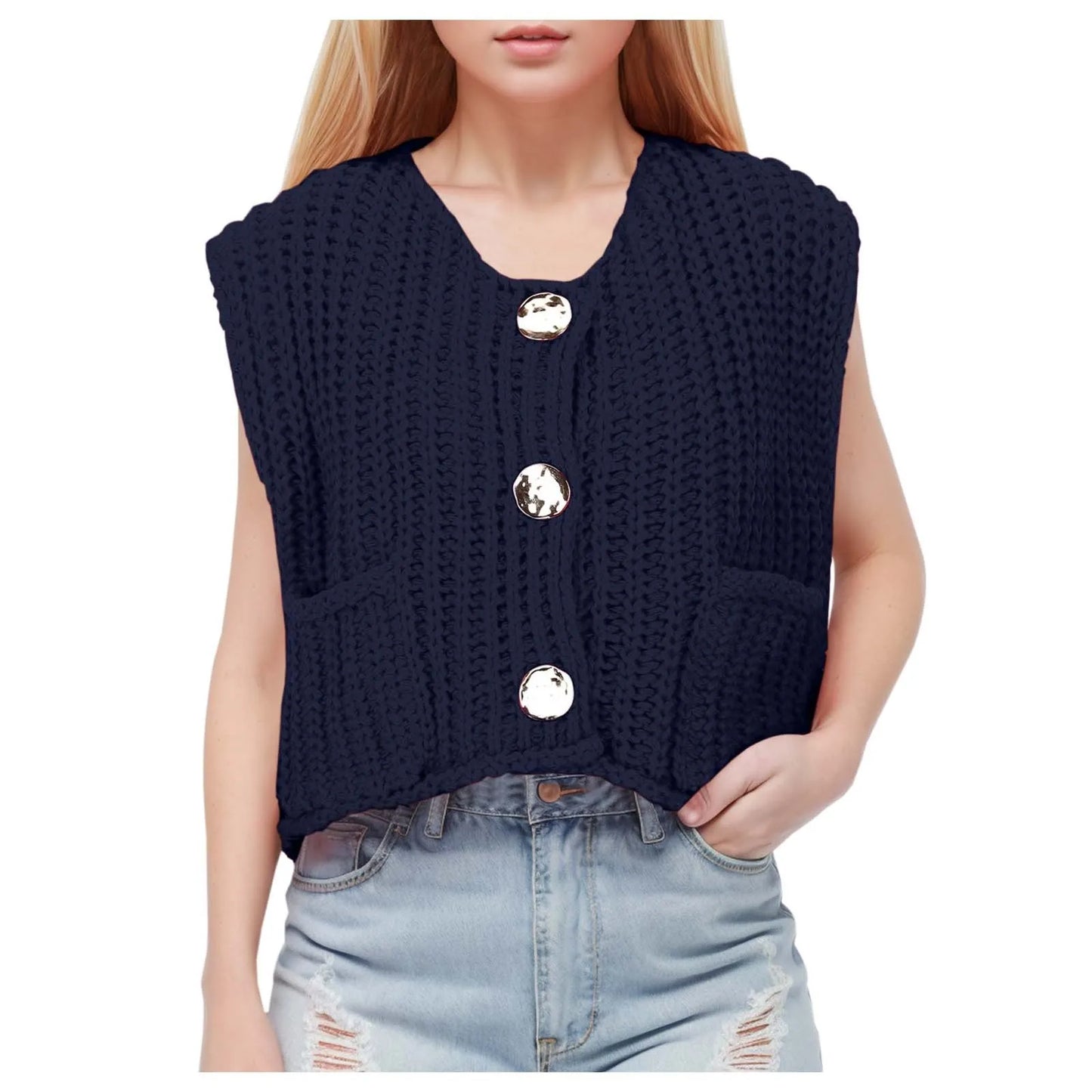 Women's Sleeveless Solid Color Pocket Button Knit Rainbow Sweatshirt for Men Quarter Zip Sweatshirts for Men Big And Tall