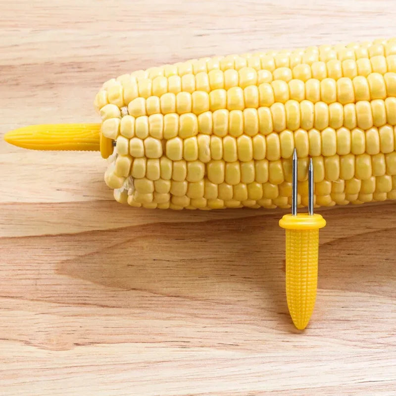 10Pcs Corn Holders Small Stainless Steel Corn Cob Holder Outdoor Barbecue Cooking Corn Forks BBQ Food Picks Kitchen Accessories