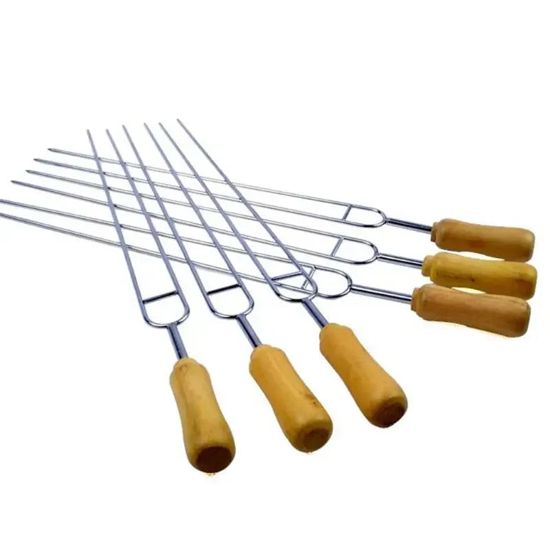 6pcs Stainless Steel U-Shaped Barbecue Brazing Fork Needle Grilling Skewers Double Prong bbq grill outdoor kitchen gadgets